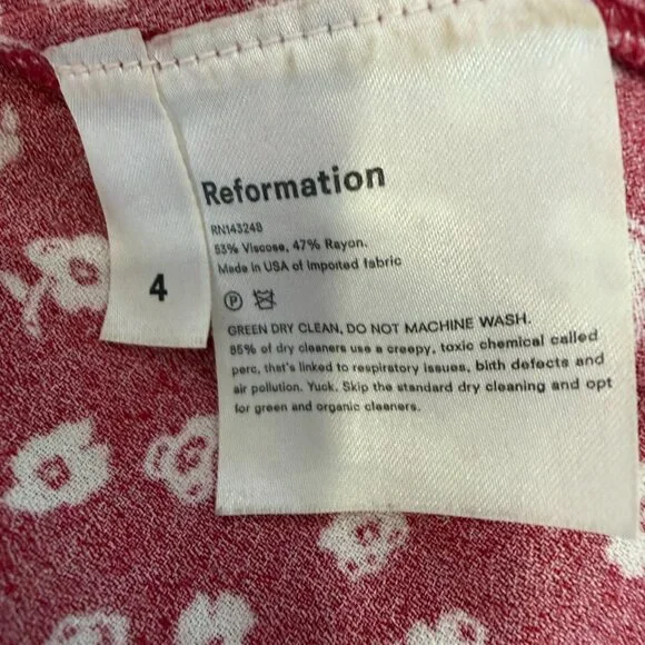 Reformation Lindsay Dress in Western Mini Floral Size 4 Red Adjustable Straps - Picture 7 of 8